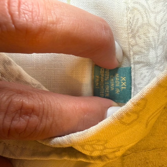 Tommy Bahama Mens XXL 100% Linen Aloha Shirt Palm Leaf Paisley Print - Picture 5 of 9